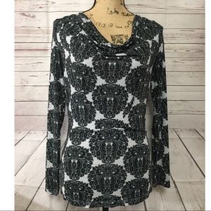 Ellen Tracy Stretch LS Career Top Cowl Neck Black